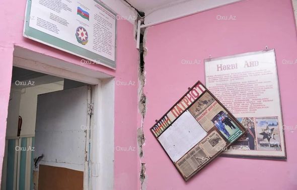 Şamaxıda zəlzələdən sonra bu məktəb qəzalı vəziyyətə düşdü - FOTO