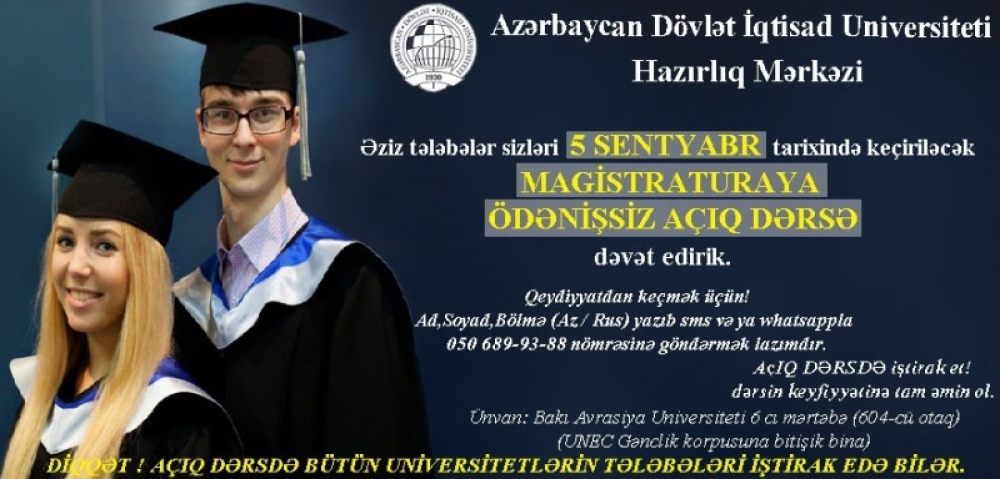 UNEC magistraturaya hazırlıq dərslərinə başlayır