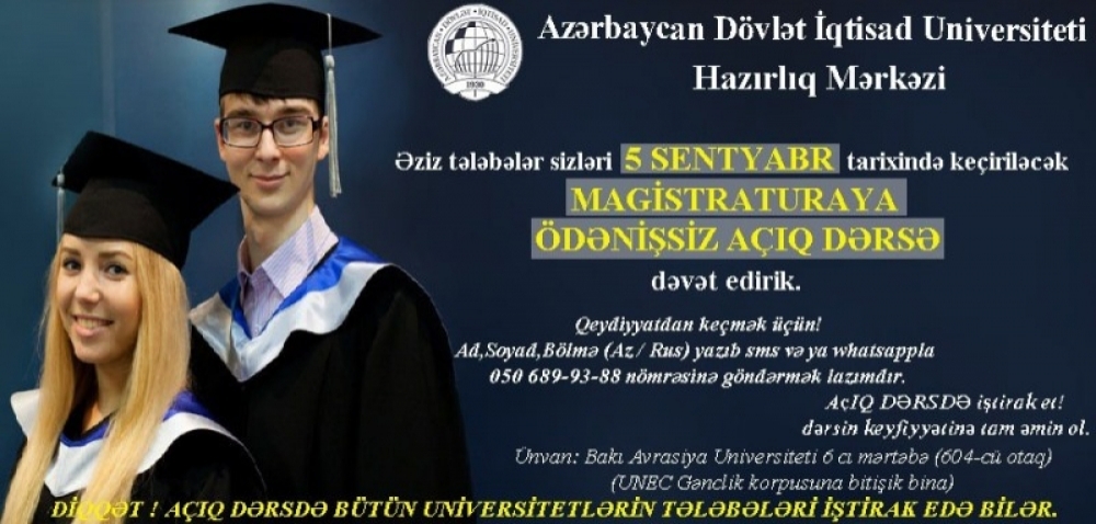 UNEC-də magistraturaya hazırlıq dərsləri ilə bağlı açıq dərs keçiriləcək  