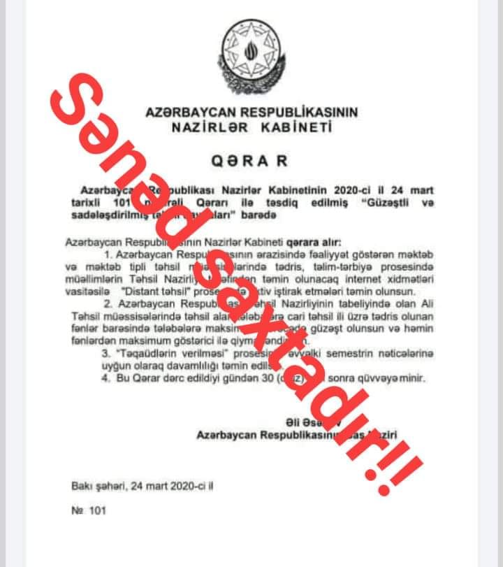 Nazirlik rəsmisindən müraciət - \