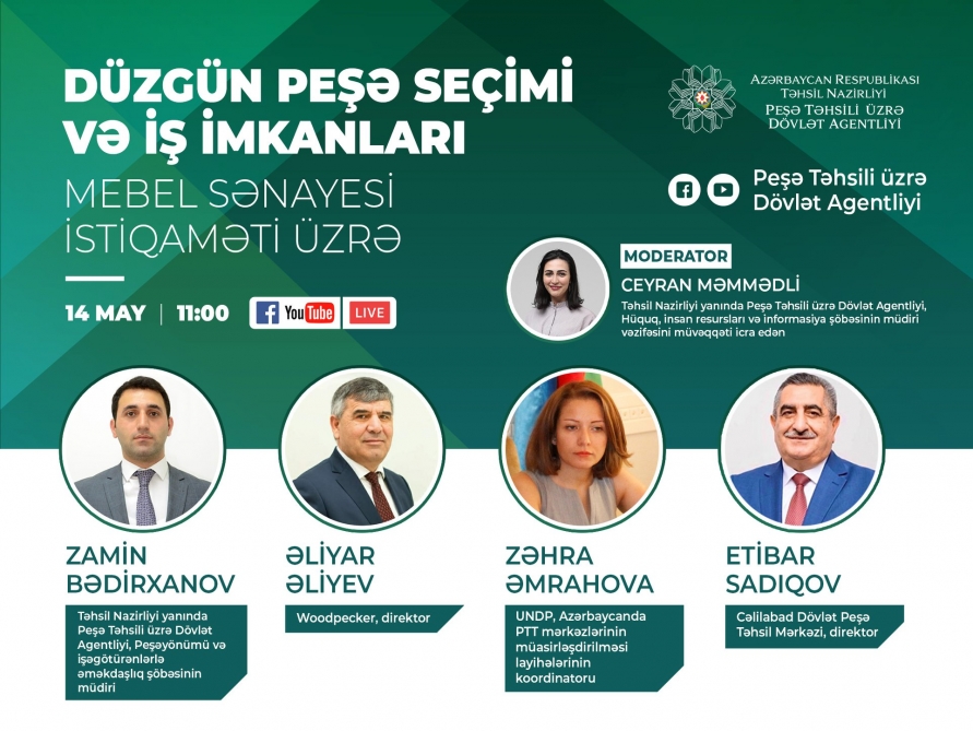 Mebel sənayesi sahəsində düzgün peşə seçimi və iş imkanları məsələsi müzakirə olunacaq  