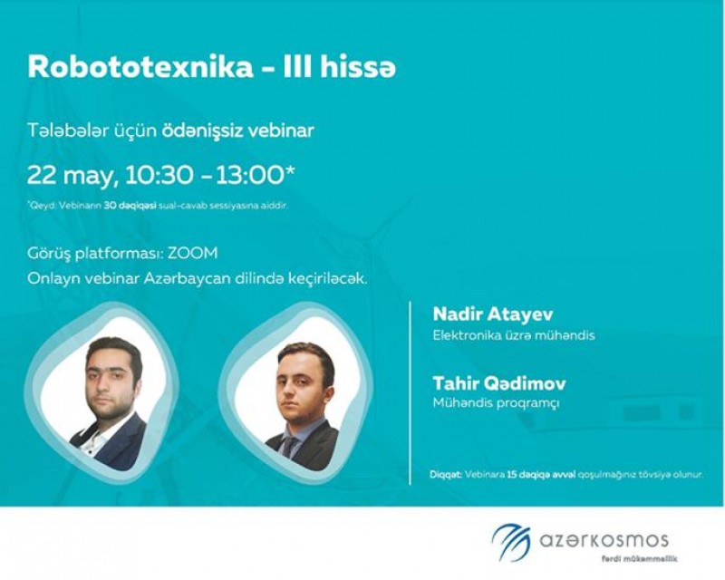 “Azərkosmos” məktəblilər və tələbələr üçün vebinarlara davam edir