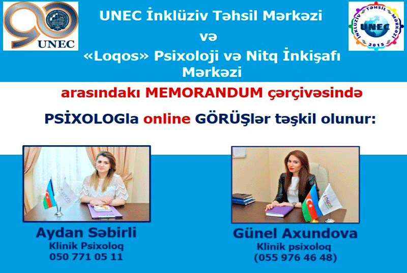 UNEC tələbələrinə ödənişsiz onlayn psixoloji dəstək    