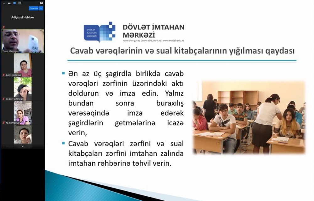 DİM imtahanlarda nəzarətçi qismində iştirak edəcək şəxslər üçün onlayn təlimlər keçirib