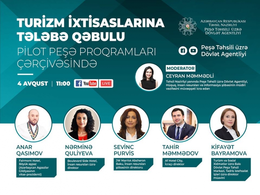 Turizm sahəsində pilot peşə təhsil proqramlarına tələbə qəbulunun müsahibə mərhələsi aparılır