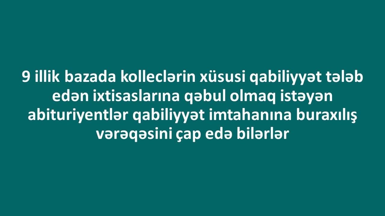 Qabiliyyət imtahanları bu tarixlərdə keçiriləcək