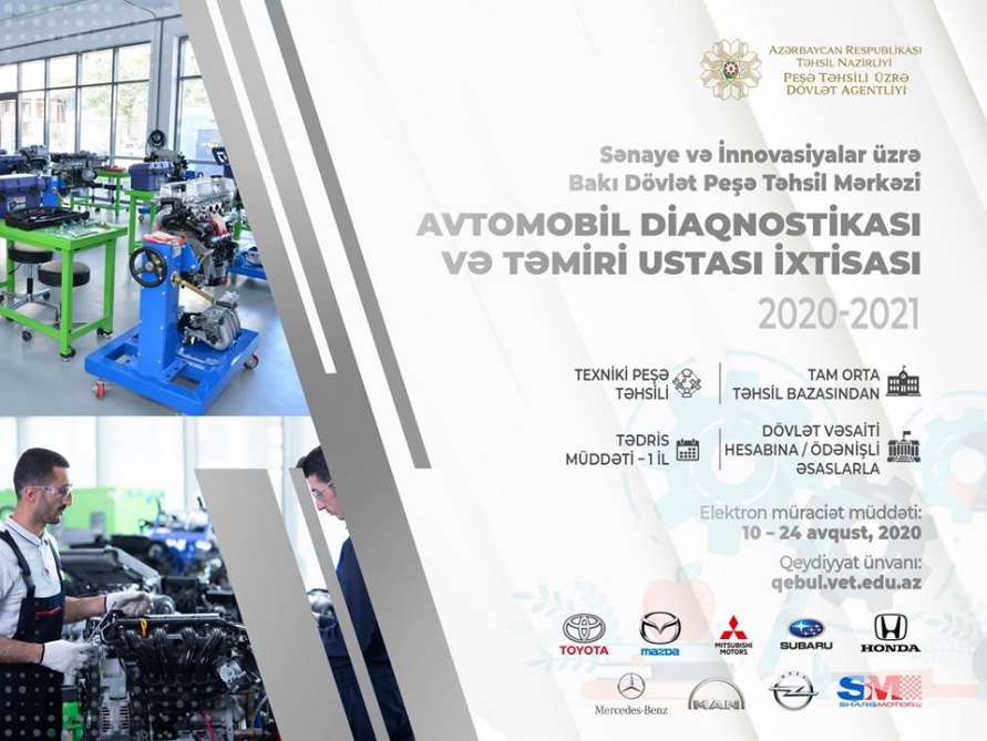“Avtomobil diaqnostikası və təmiri ustası” ixtisası üzrə qəbul davam edir