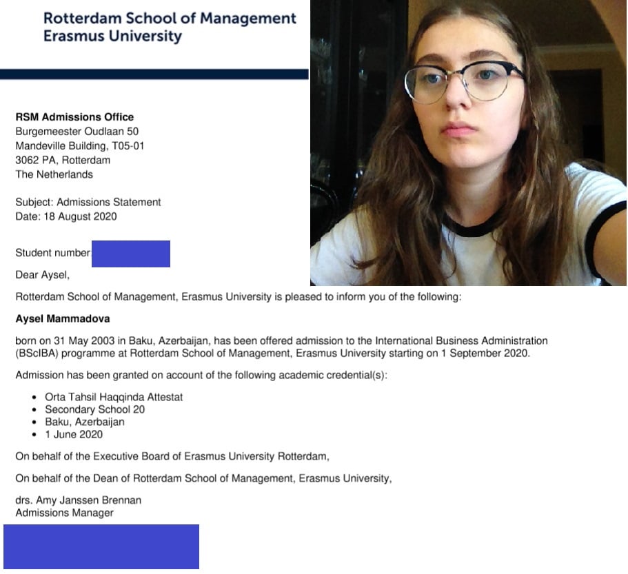 İlqar Məmmədovun qızı Avropadakı universitetə qəbul olundu