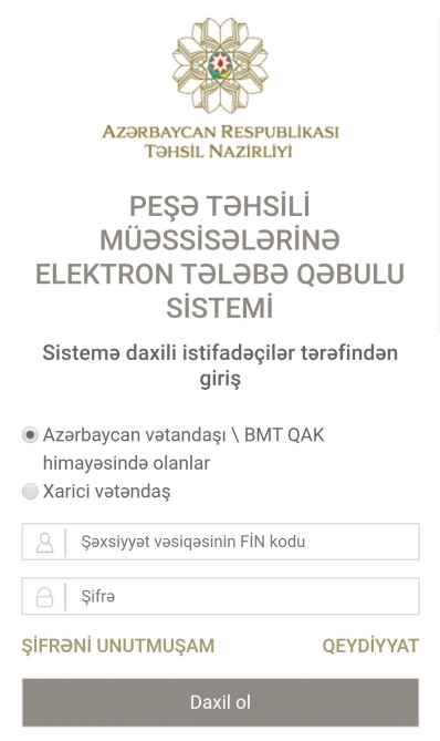 Peşə məktəblərinə sənəd qəbulu davam edir