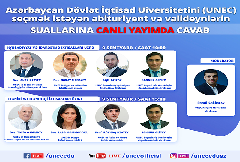 UNEC-i seçmək istəyənlərə özəl CANLI YAYIM -  bütün suallarınız cavablandırılacaq