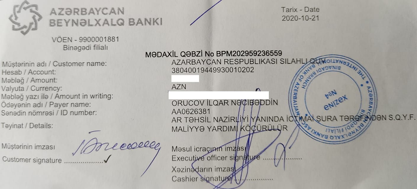Təhsil Nazirliyi yanında İçtimai Şuradan Silahlı Qüvvələrə Yardım Fonduna ianə-FOTO  