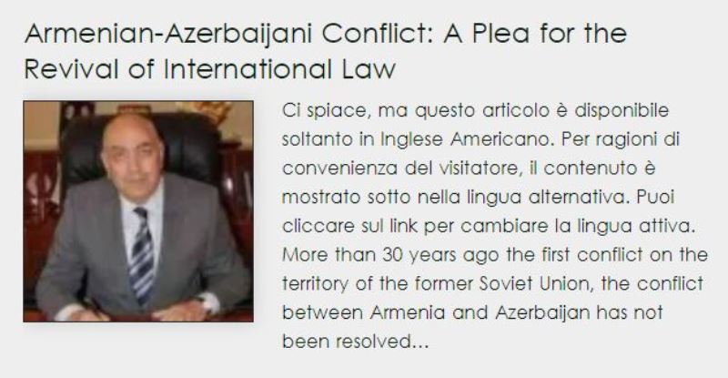 Azərbaycanlı alimdən İtaliya mətbuatında beynəlxalq təşkilatlara ÇAĞIRIŞ