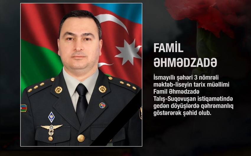 Xocavənd istiqamətində döyüşlərdə şəhid olan daha bir müəllimimiz  