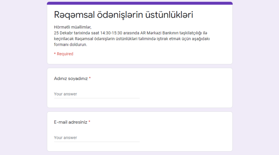 “Rəqəmsal ödənişlərin üstünlükləri” mövzusunda təlim keçiriləcək
