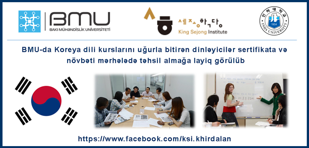 Koreya dili kurslarını uğurla bitirənlər sertifikata layiq görüldü  