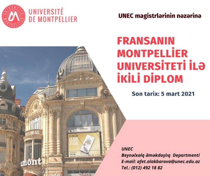 Fransanın Montpellier Universiteti ilə ikili diplom proqramına qəbul başlayır