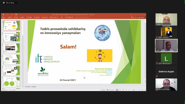 MDU-da “Tədris prosesində innovasiya və sahibkarlıq yanaşmaları” mövzusunda təlim keçirilib
