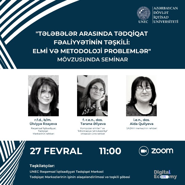 UNEC-də tələbələrin tədqiqat fəaliyyətinin təşkili ilə bağlı seminar keçiriləcək