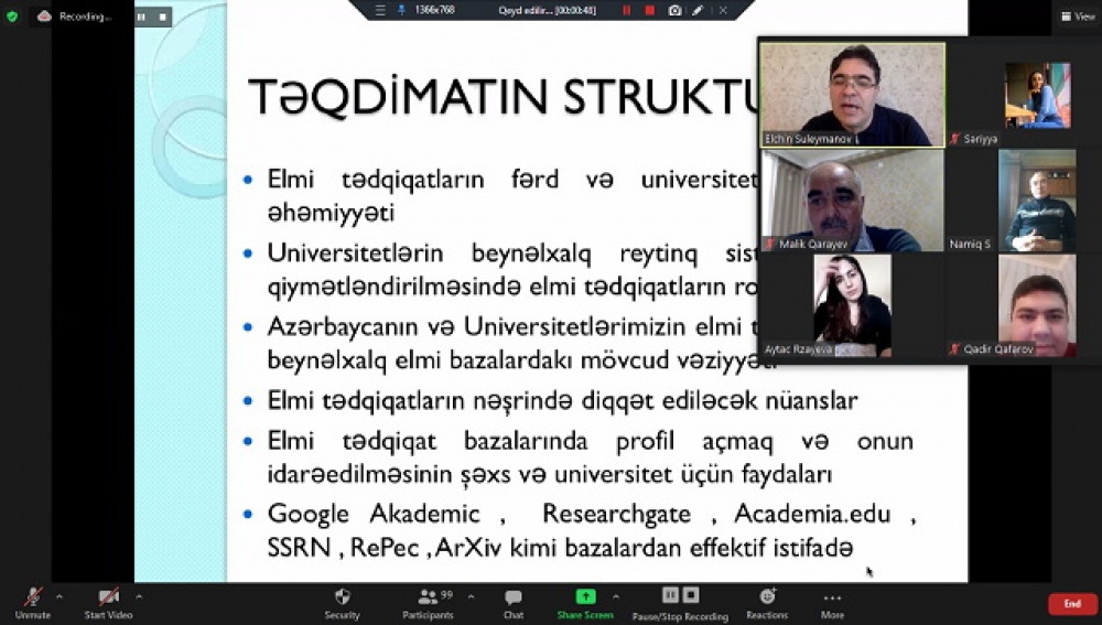 AzTU-da magistrantlar üçün onlayn elmi-praktik seminar keçirilib  