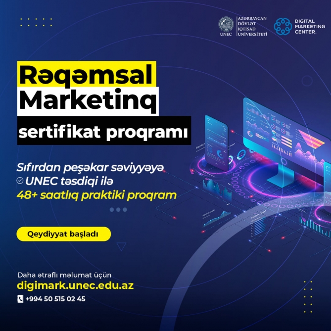 UNEC-də rəqəmsal marketinq sertifikat proqramı 24 mövzunu əhatə edir  