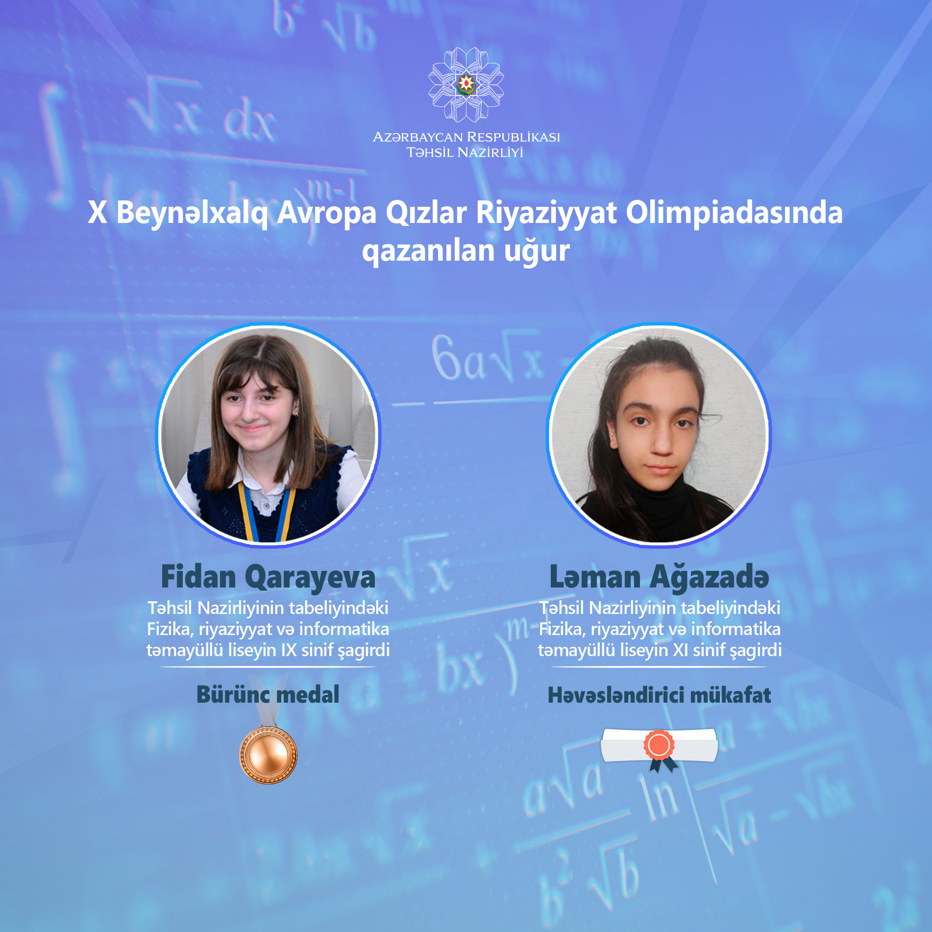 Məktəblilərimiz Beynəlxalq Riyaziyyat Olimpiadasında uğur qazandı