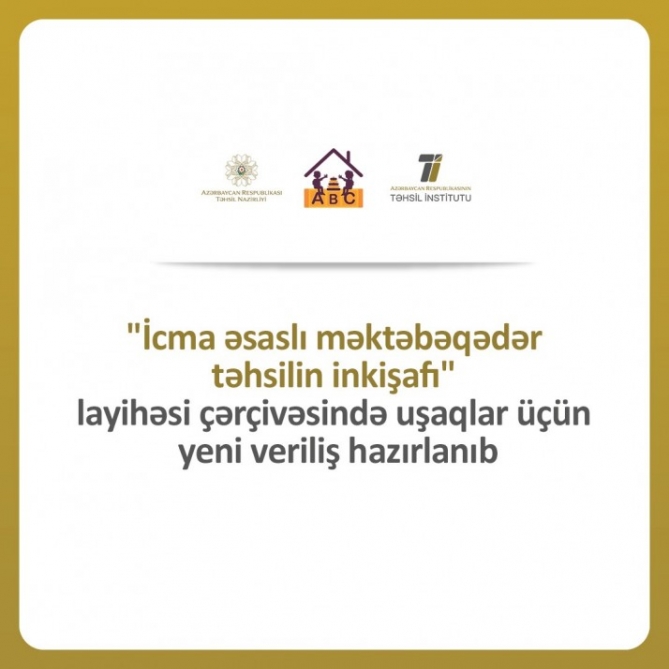 “İcma əsaslı məktəbəqədər təhsilin inkişafı” layihəsi çərçivəsində yeni veriliş hazırlanıb  