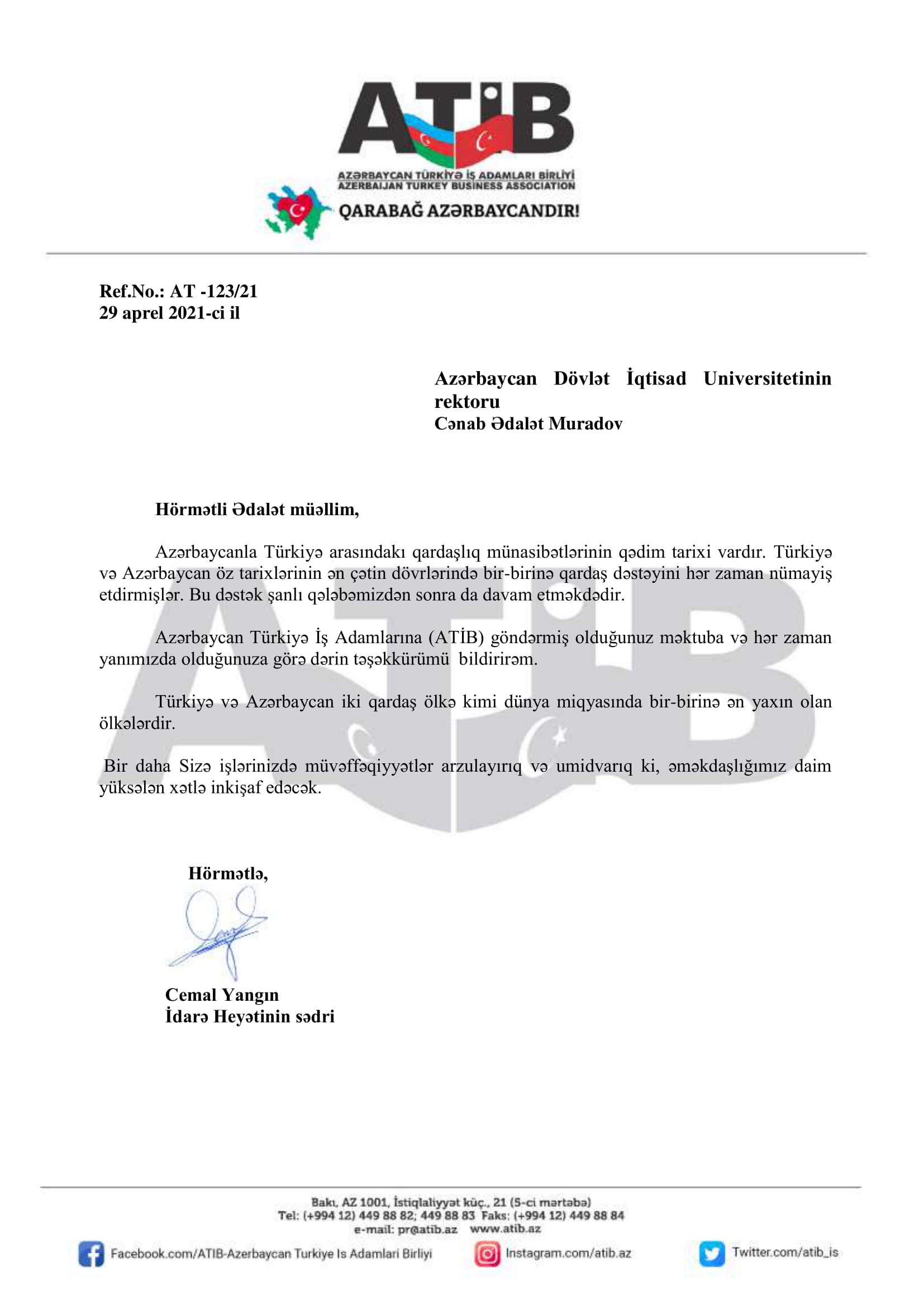 Türkiyəyə dəstək: UNEC ailəsi hər zaman qardaş Türkiyənin yanındadır