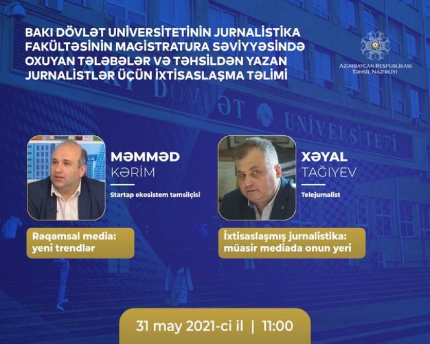 Təhsildən yazan jurnalistlər üçün ixtisaslaşma təlimi təşkil olunacaq  