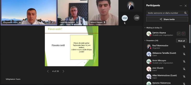 UNEC-də təlim: “Sahibkarlıq və biznes ideyalarının gerçəkləşməsi”