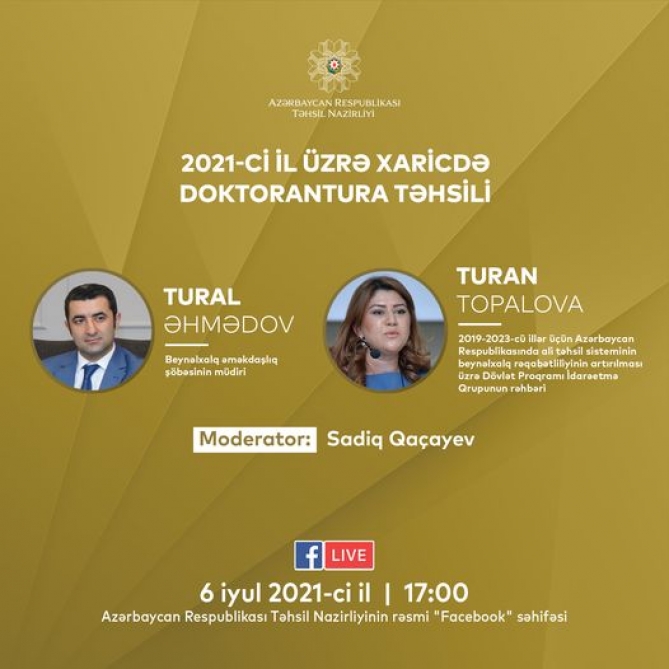Xaricdə doktorantura təhsilinə sənəd qəbulu ilə bağlı canlı yayım təşkil ediləcək  