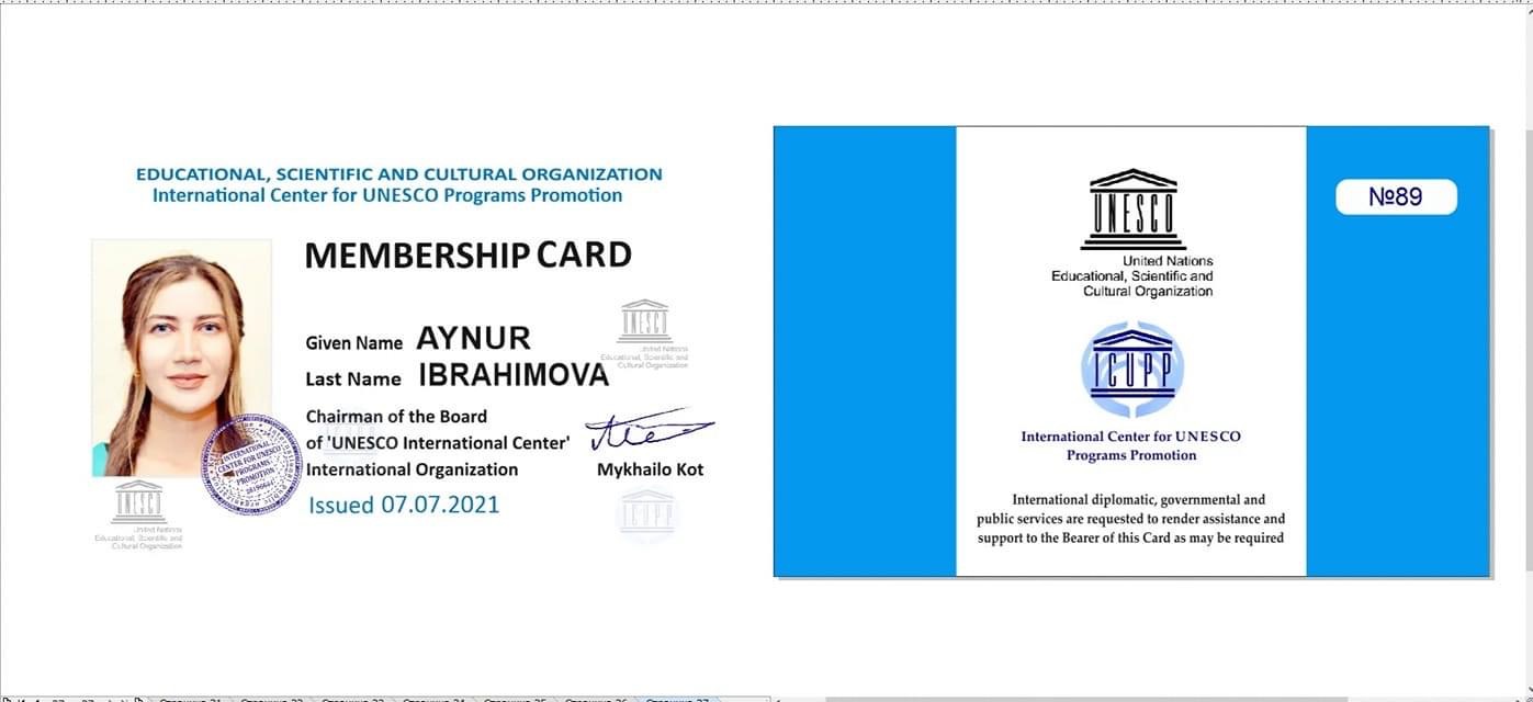 Azərbaycanlı müəllim UNESCO-nun Beynəlxalq Layihələrin Tətbiqi Mərkəzinə üzv seçilib