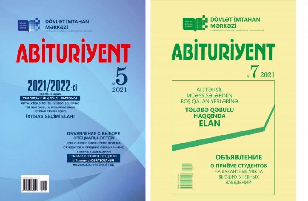 “Abituriyent” jurnalının 5-ci və 7-ci nömrələri DİM saytının “Elektron xidmətlər” bölməsinə yerləşdirilib