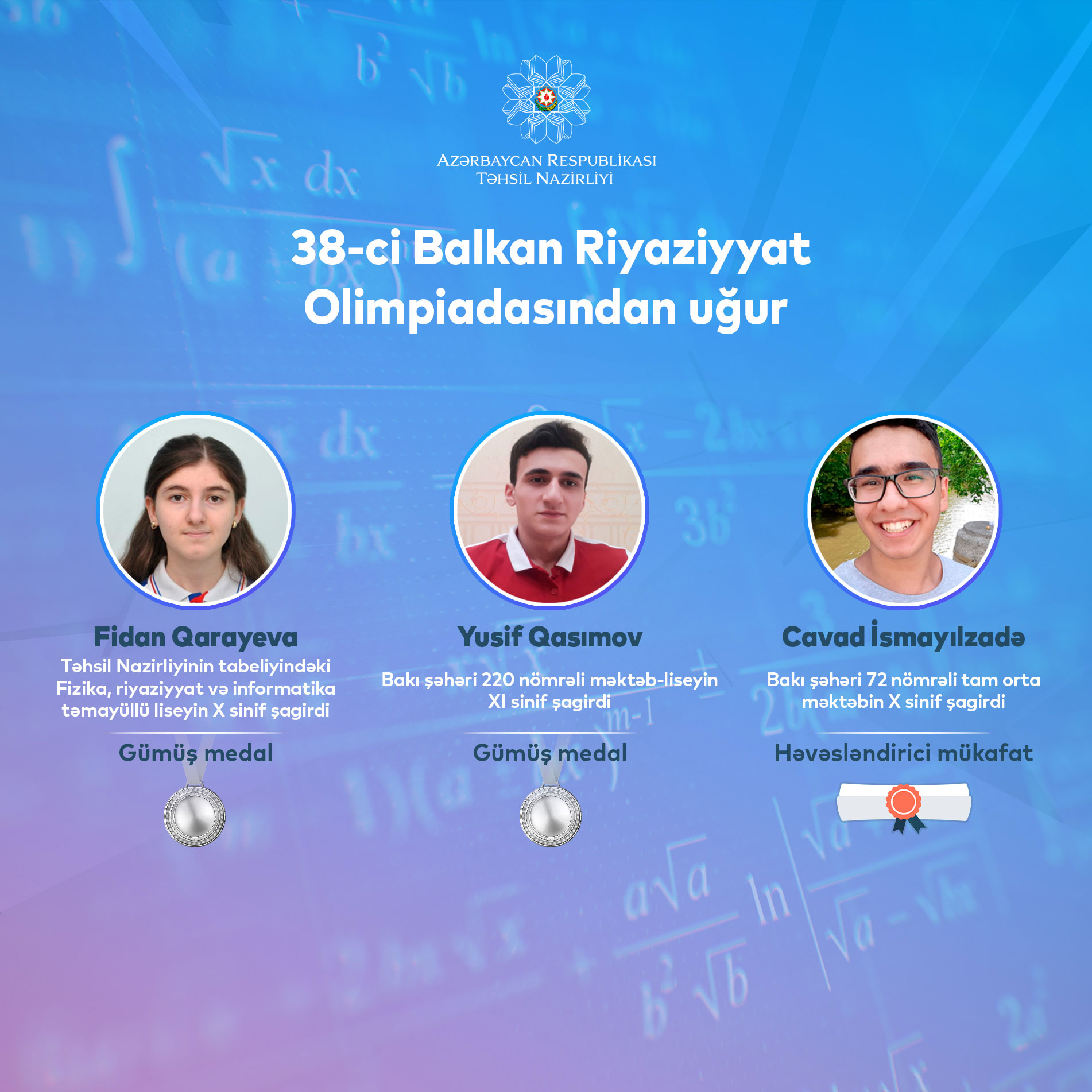 Məktəblilərimizin 38-ci Balkan Riyaziyyat Olimpiadasındakı uğur qazanıb  