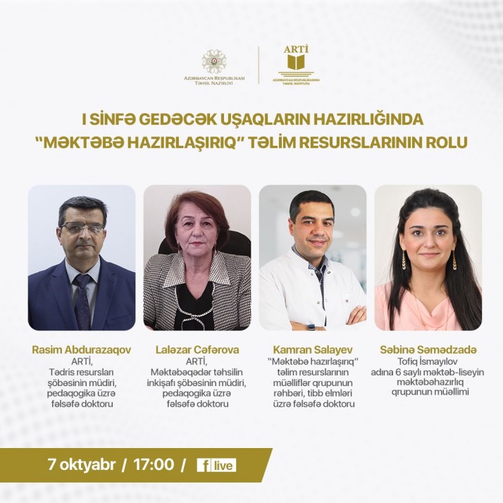  ARTİ bu gün I sinfə gedəcək uşaqlar üçün vebinar keçirəcək   