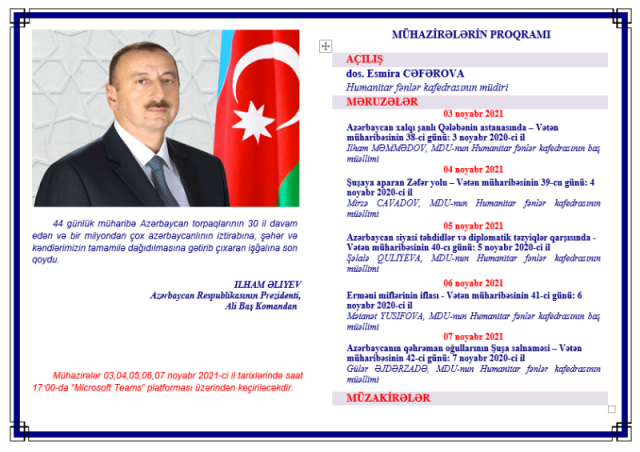 MDU-da Zəfər Gününə həsr olunan mühazirələr keçirilib-FOTO
