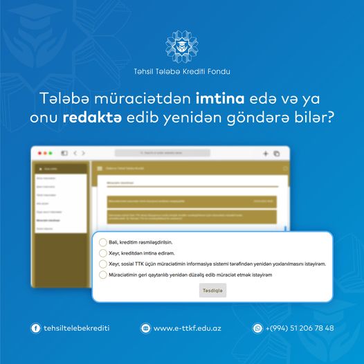 Təhsil krediti üçün müraciətinə imtina cavabı gələn tələbələrin nəzərinə - Diqqətli OLUN
