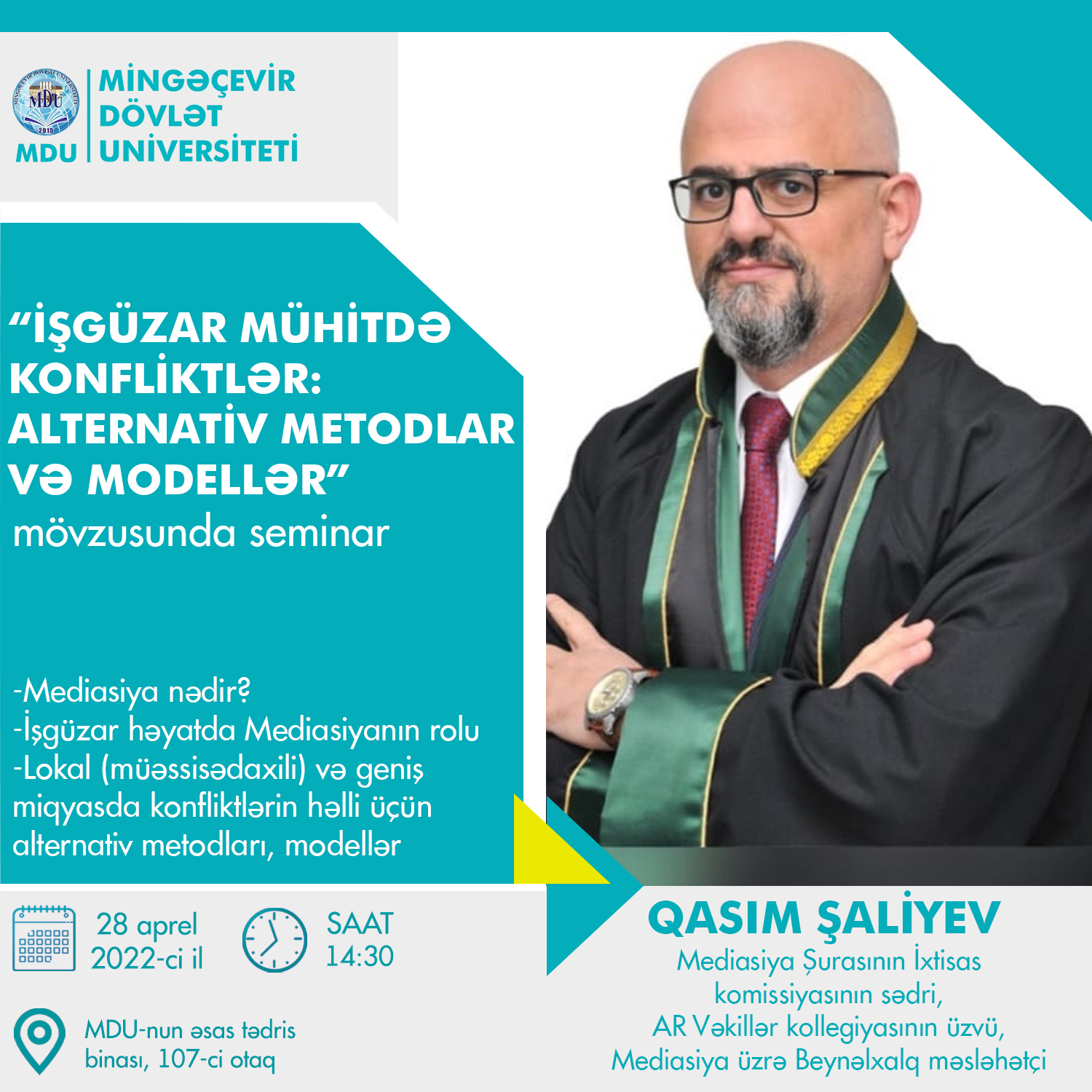 MDU-da “İşgüzar mühitdə konfliktlər: alternativ metodlar və modellər” mövzusunda seminar keçirilib
