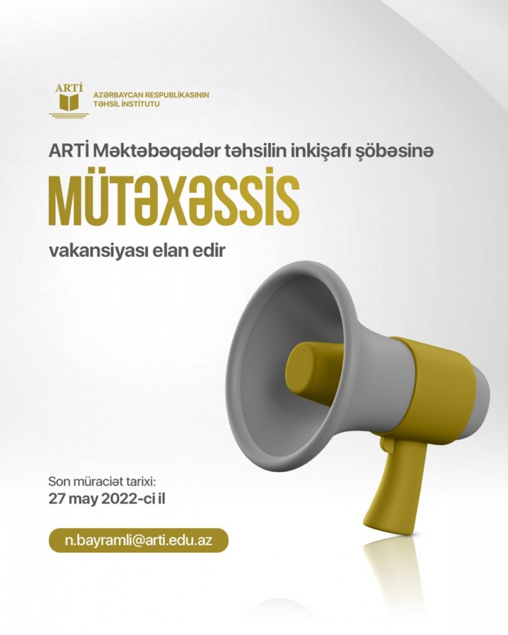  ARTİ mütəxəssis vəzifəsinə vakansiya elan edir   