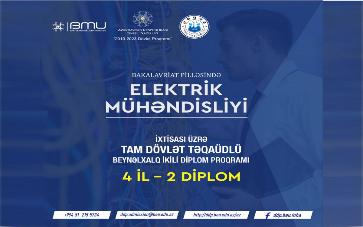 “Elektrik mühəndisliyi” ixtisası üzrə təqaüdlü təhsil almaq üçün onlayn qeydiyyat aparılır