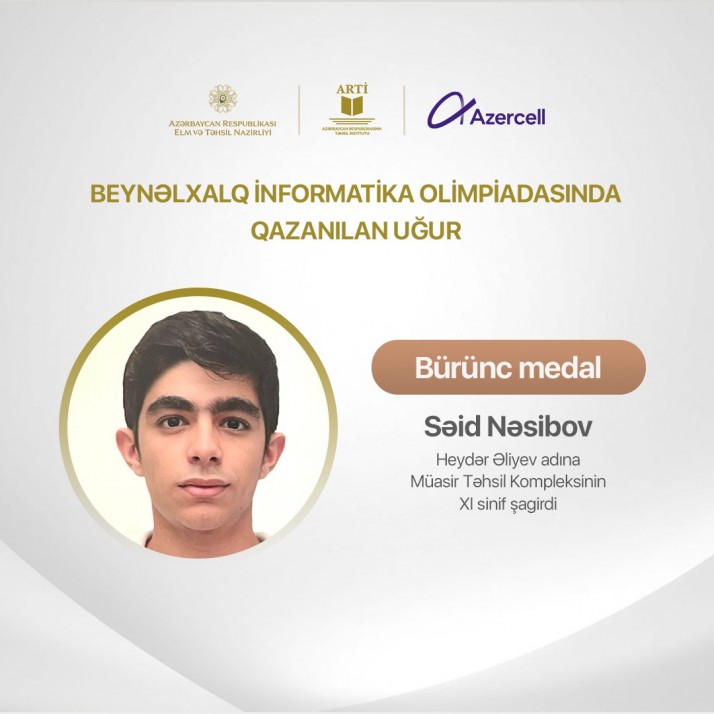 Bakı məktəblisi Olimpiadada bürünc medal qazanıb