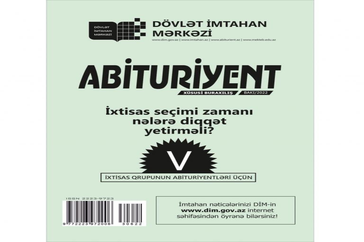 V qrup üçün ixtisas seçimi ilə əlaqədar kitabça təqdim olunub