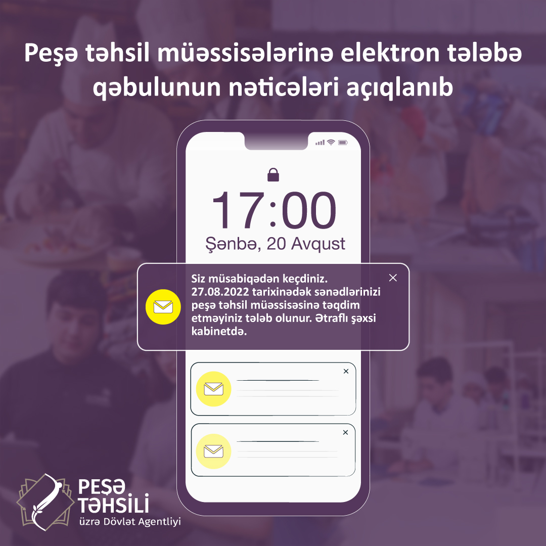 Peşə təhsil müəssisələrinə qəbulun nəticələri AÇIQLANIB