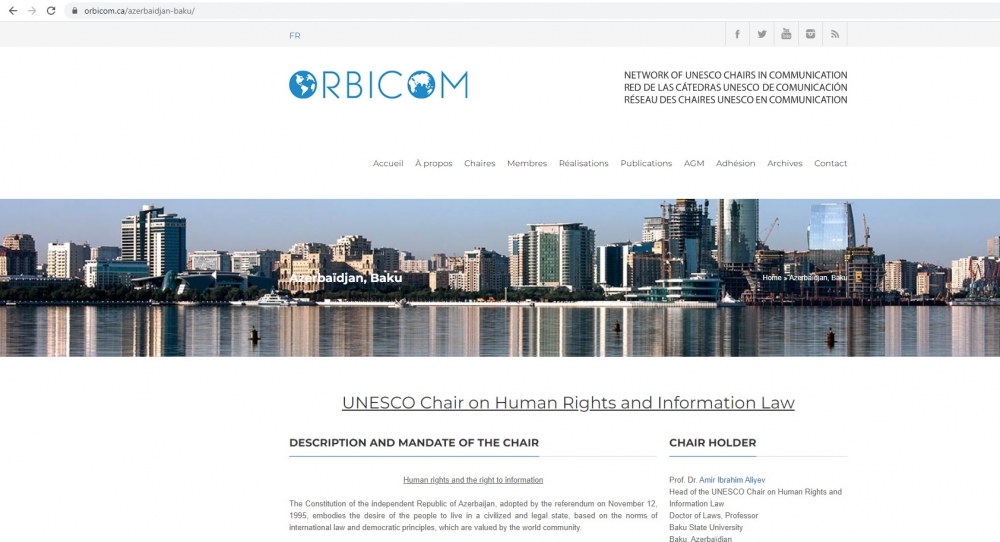 BDU-da UNESCO kafedrası haqqında məlumat yerləşdirilib