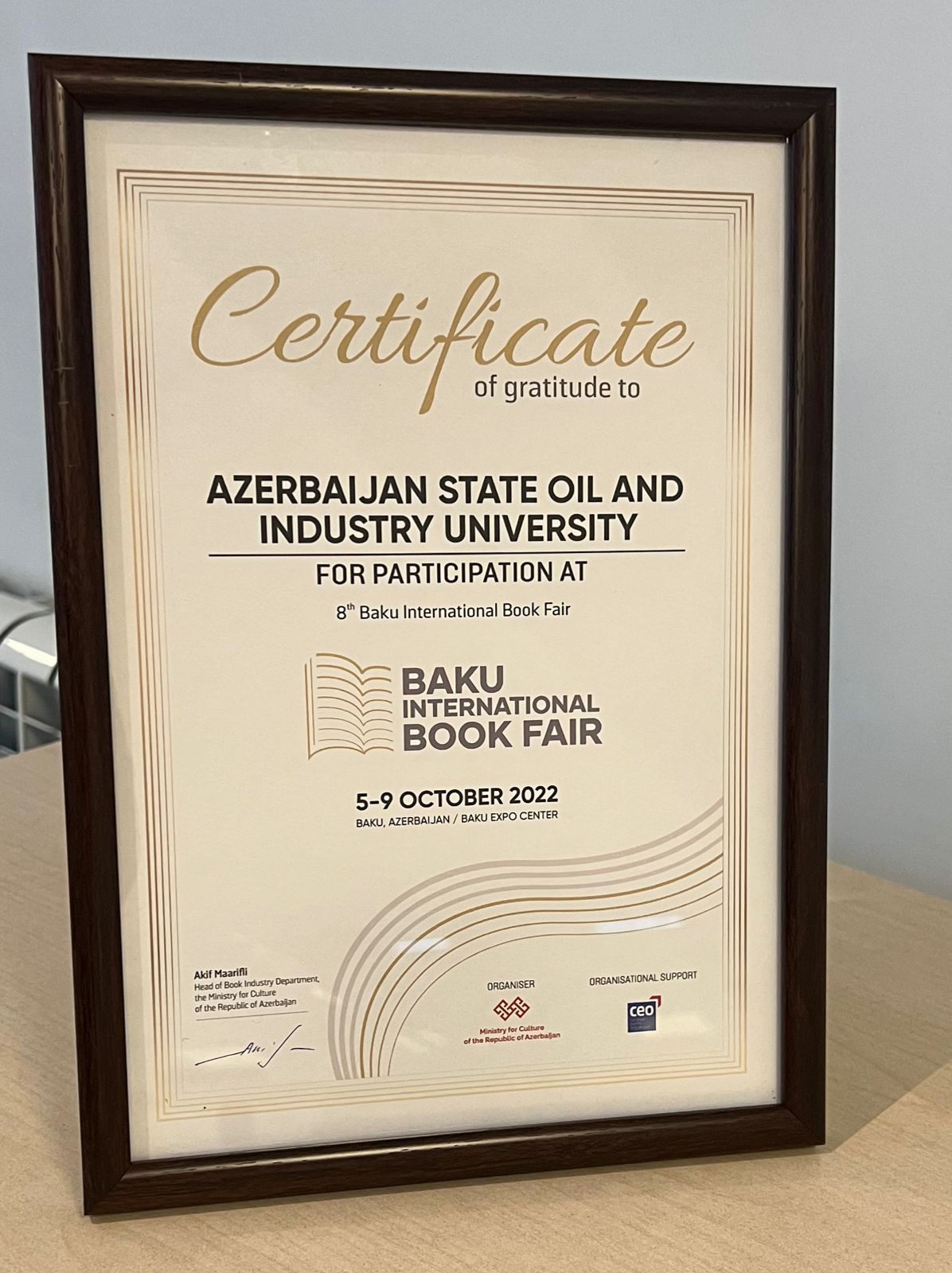 Azİİ e-Kitab Evi Beynəlxalq Kitab Sərgisində təltif olunub