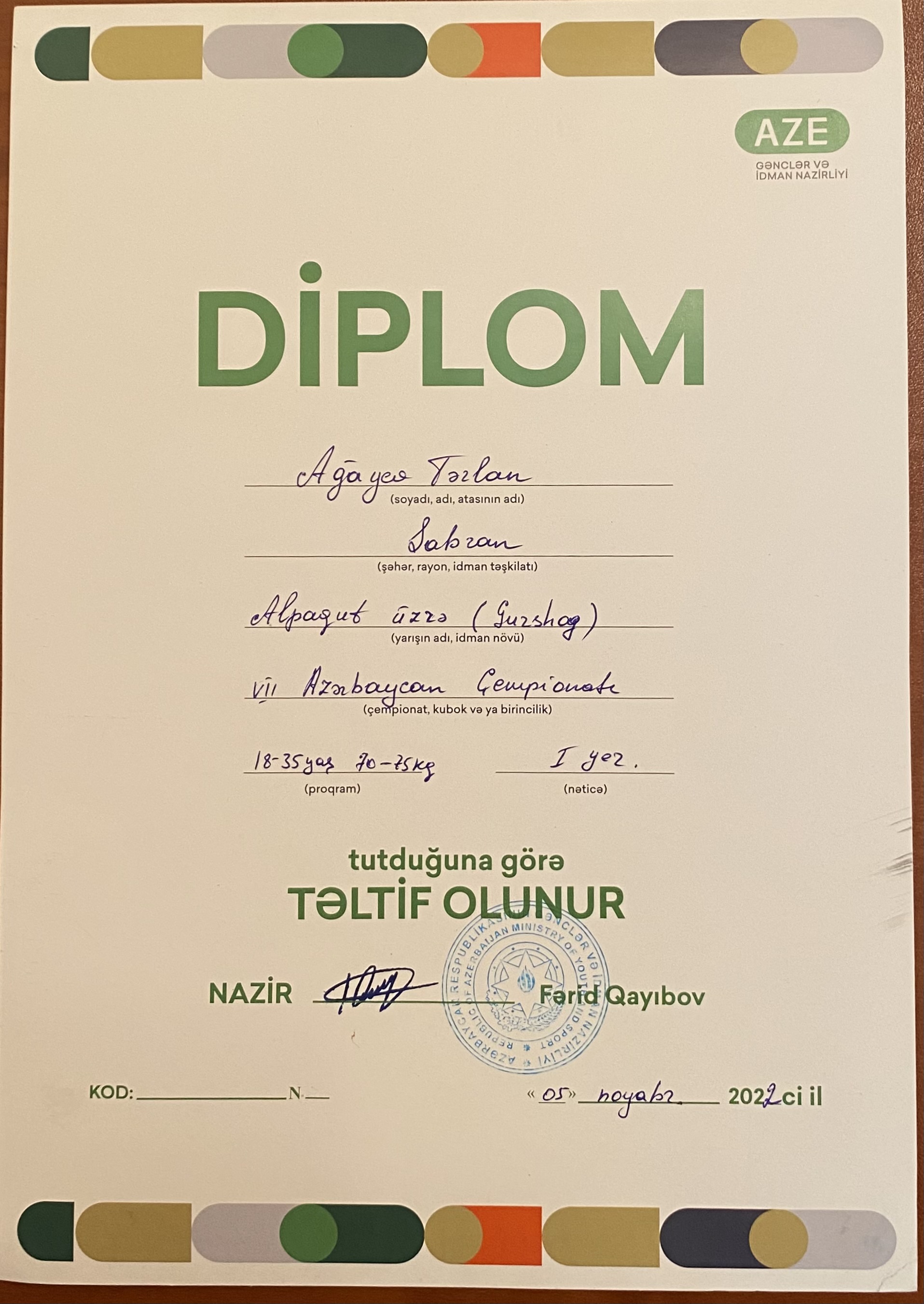 AzTU-nun tələbəsi alpaqut üzrə Azərbaycan çempionu olub