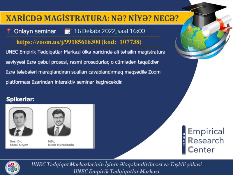 Xaricdə magistratura təhsili ilə bağlı onlayn seminar keçiriləcək
