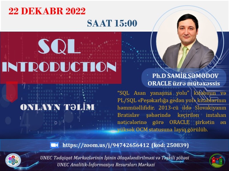 UNEC-də “SQL INTRODUCTION” mövzusunda təlim keçiriləcək
