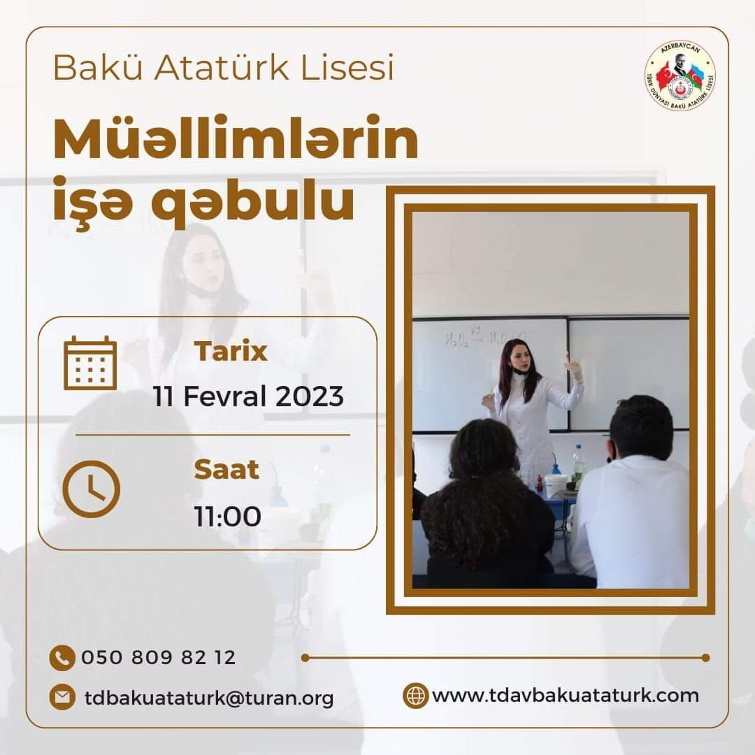 Müəllim və namizədlər üçün məşhur liseydə iş imkanı - VAKANSİYA 