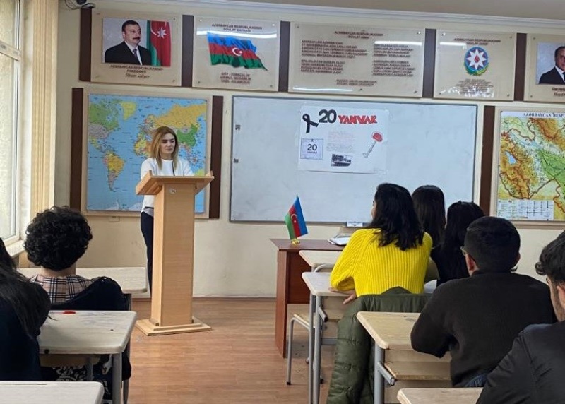 Kollecdə 20 Yanvar Ümumxalq Hüzn Günü münasibətilə açıq dərslər keçirildi
