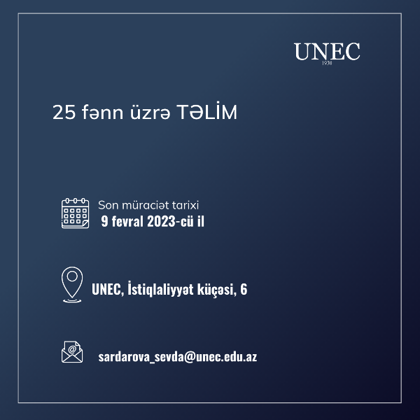 UNEC-də 25 fənn üzrə təlim proqramına start verilir